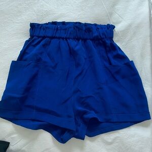 Aritzia flowy royal blue silk shorts